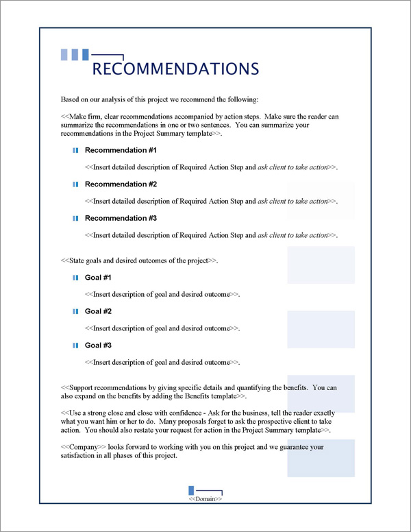 Proposal Pack Classic #10 Recommendations Page