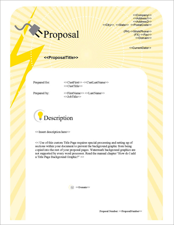 Proposal Pack Electrical #1 Title Page