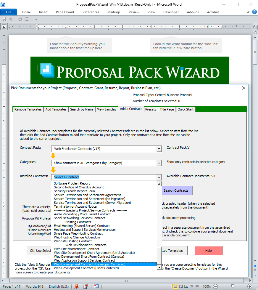 Contract Pack Screenshot