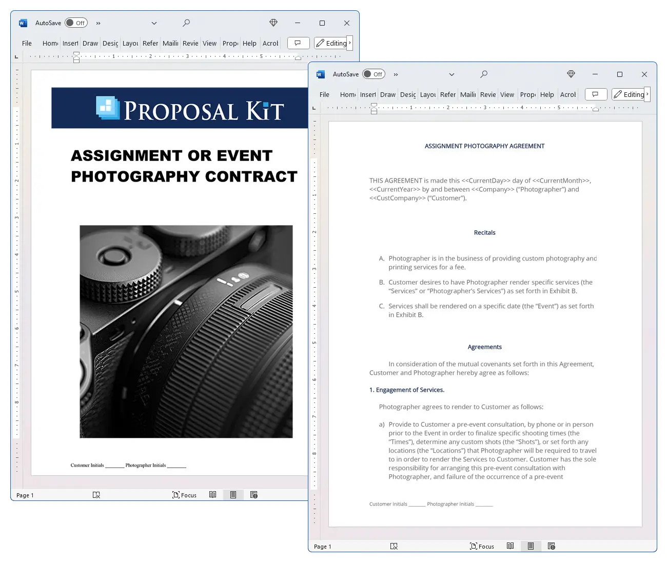 Assignment or Event Photography Contract Concepts