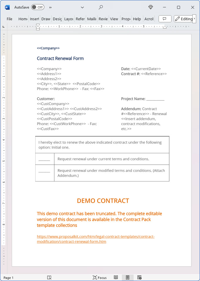 Contract Renewal Form