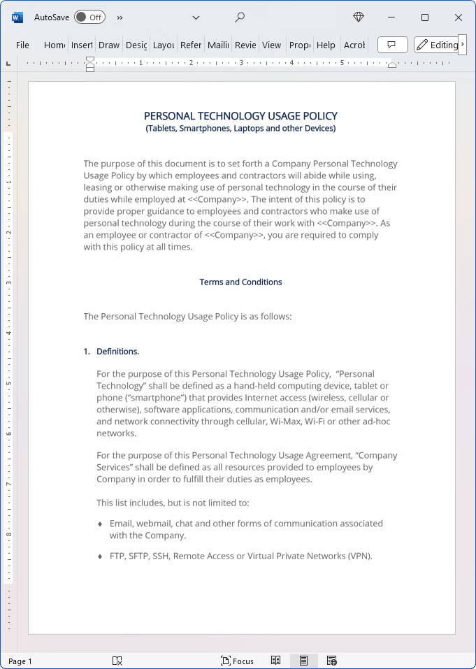 Personal Technology Usage Policy