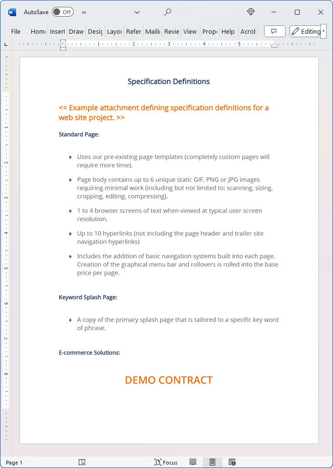 Contract Specifications Definitions