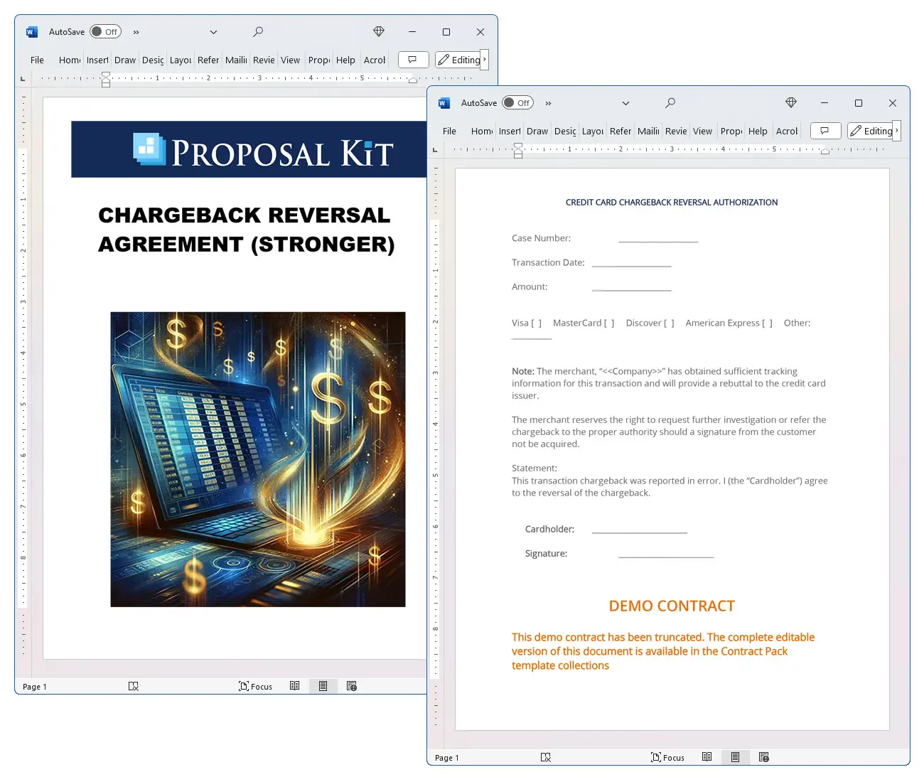 Chargeback Reversal Agreement (Stronger) Concepts