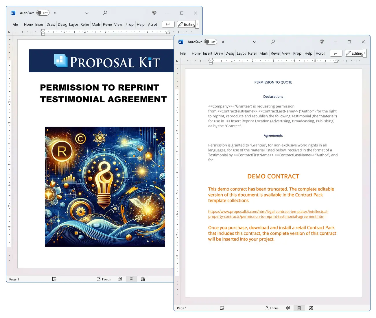 Permission to Reprint Testimonial Agreement Concepts