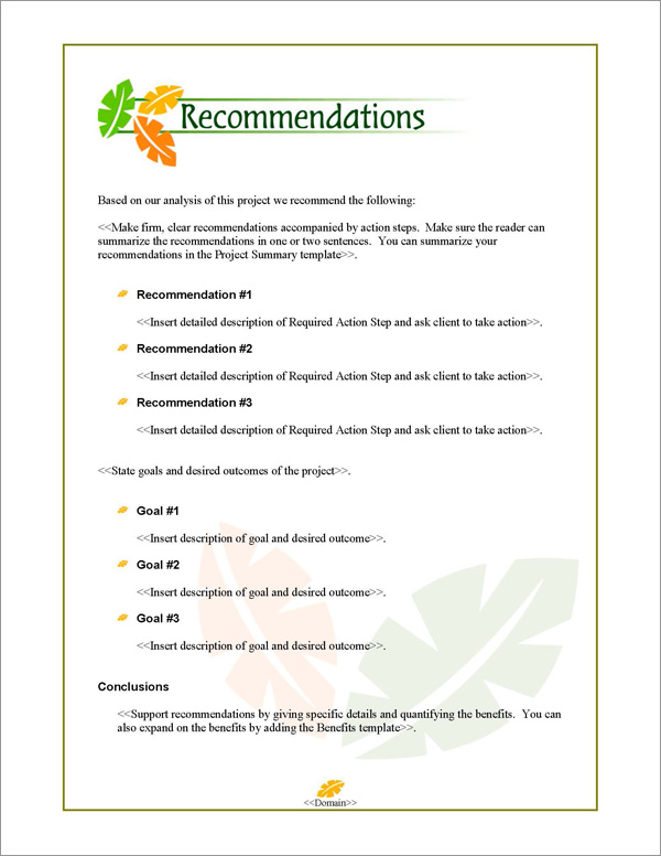 Proposal Pack Nature #2 Recommendations Page