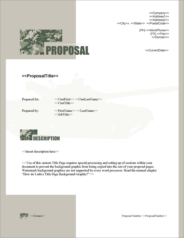 Proposal Pack Military #1 Title Page