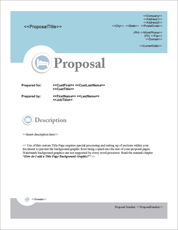 Proposal Pack Hospitality #1 Title Page