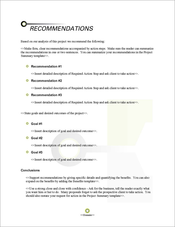 Proposal Pack Contemporary #15 Recommendations Page