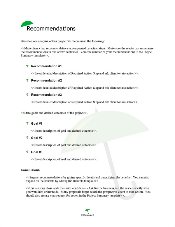 Proposal Pack Security #5 Recommendations Page