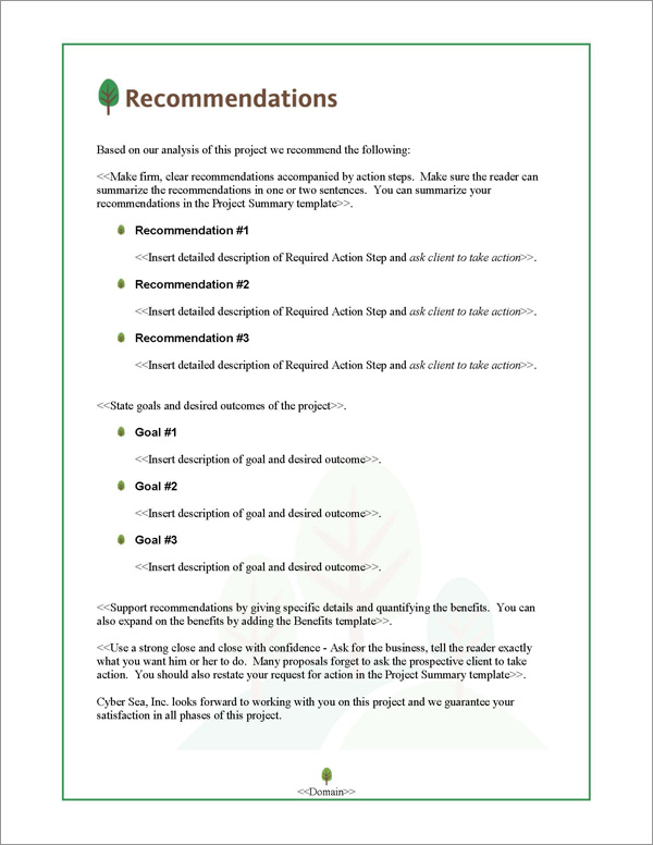 Proposal Pack Nature #3 Recommendations Page