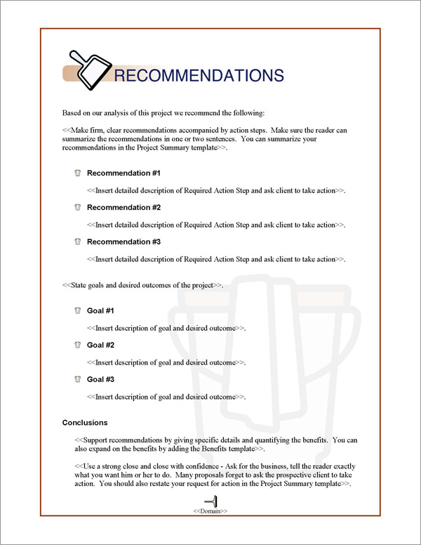 Proposal Pack Janitorial #1 Recommendations Page
