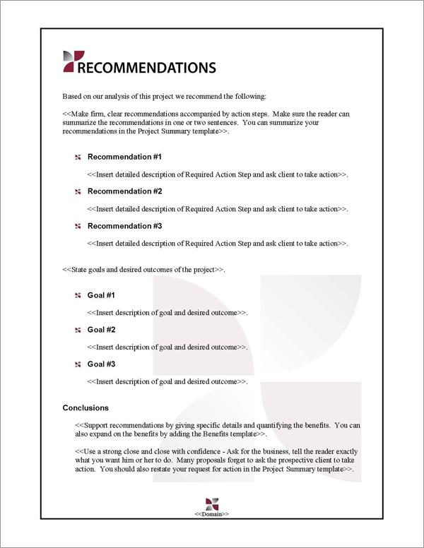 Proposal Pack Classic #7 Recommendations Page