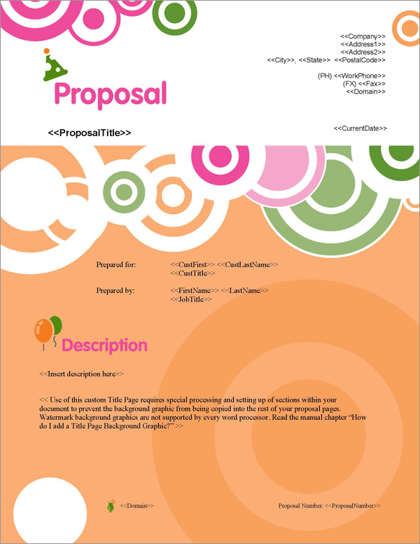 Proposal Pack Events #1 Title Page