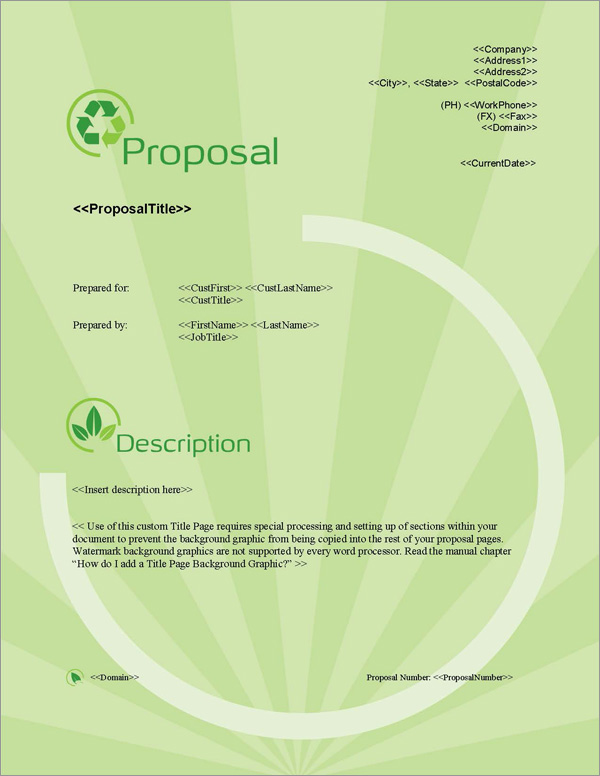 Proposal Pack Environmental #2 Title Page