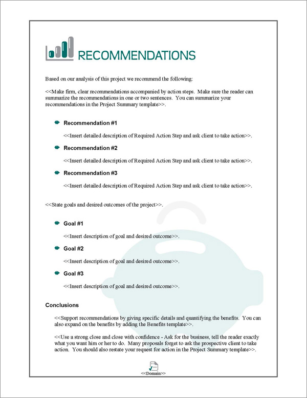 Proposal Pack Financial #3 Recommendations Page