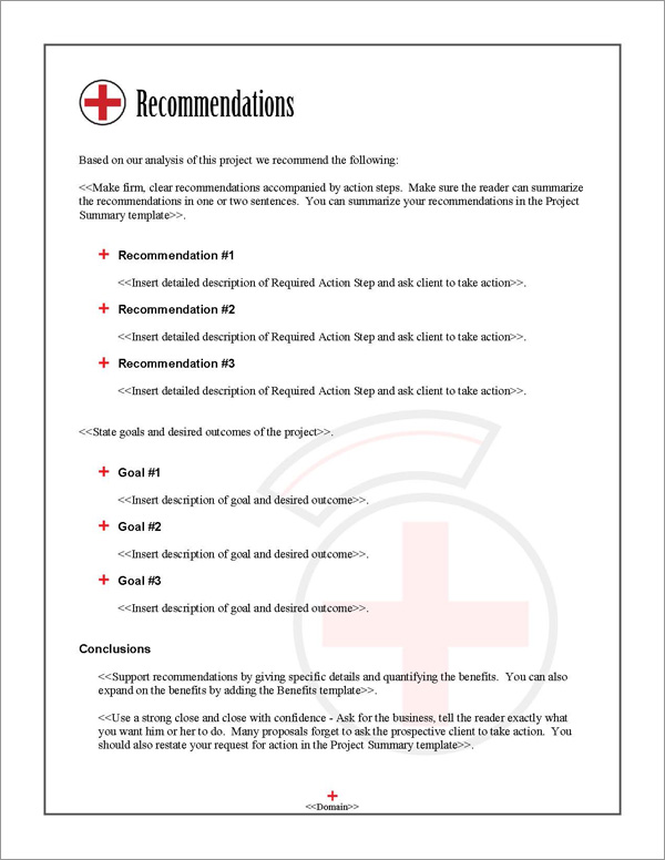 Proposal Pack Healthcare #2 Recommendations Page