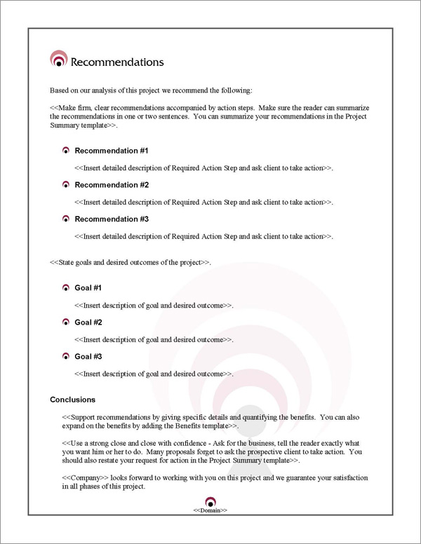 Proposal Pack Wireless #2 Recommendations Page