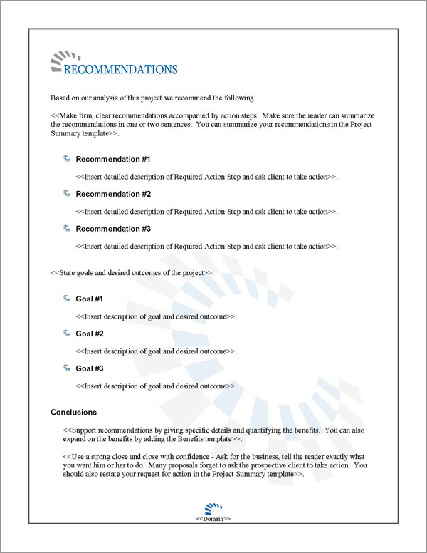 Proposal Pack Contemporary #13 Recommendations Page