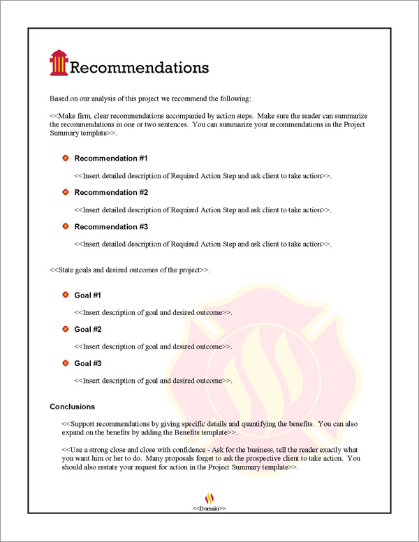 Proposal Pack Safety #2 Recommendations Page