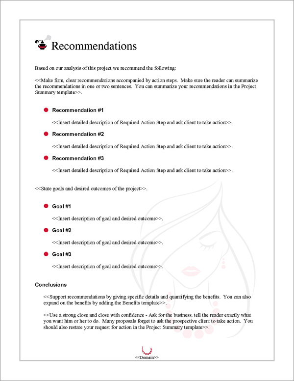 Proposal Pack Fashion #3 Recommendations Page