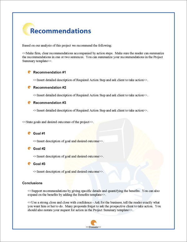 Proposal Pack Industrial #2 Recommendations Page