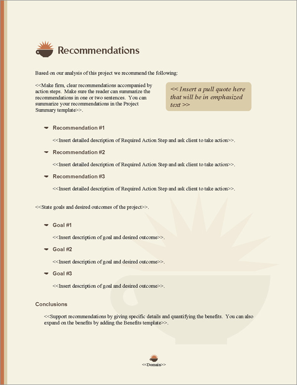Proposal Pack Food #4 Recommendations Page