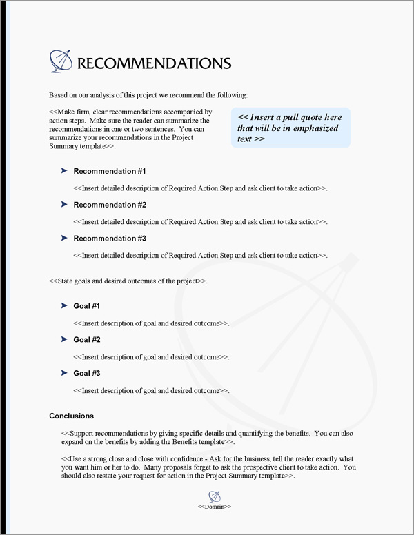 Proposal Pack Telecom #4 Recommendations Page