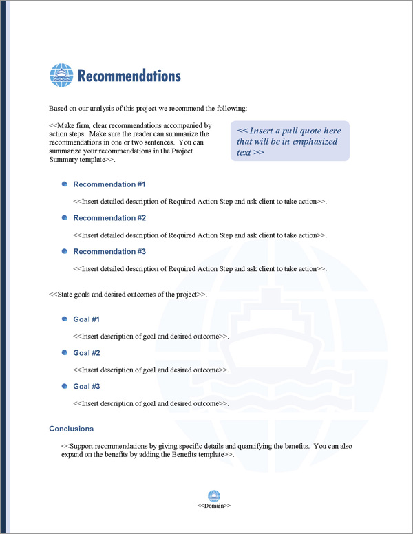 Proposal Pack Transportation #7 Recommendations Page