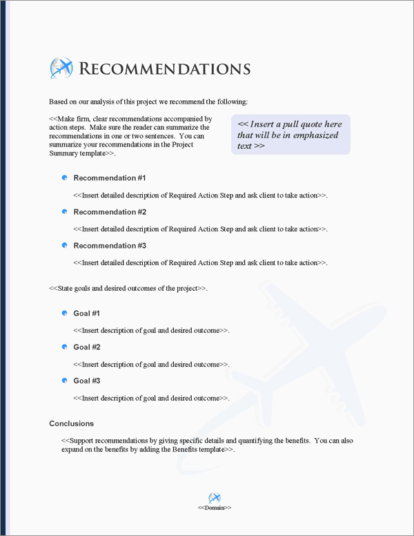 Proposal Pack Transportation #8 Recommendations Page