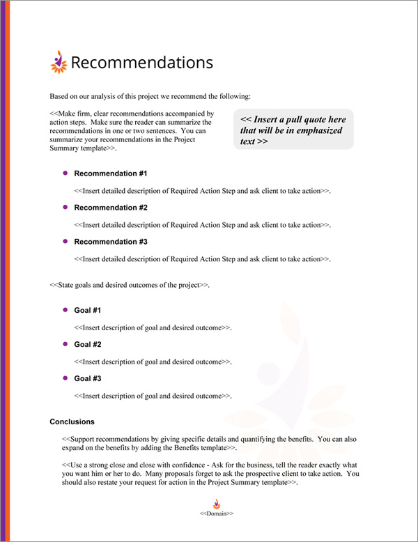 Proposal Pack Contemporary #17 Recommendations Page
