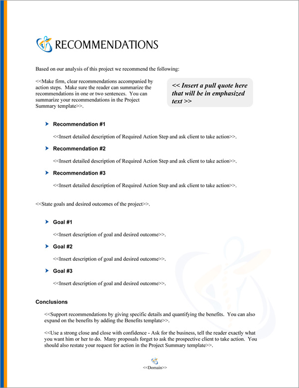 Proposal Pack Healthcare #6 Recommendations Page