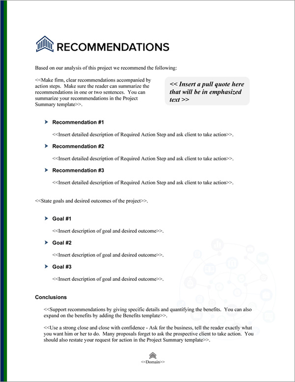Proposal Pack Financial #5 Recommendations Page