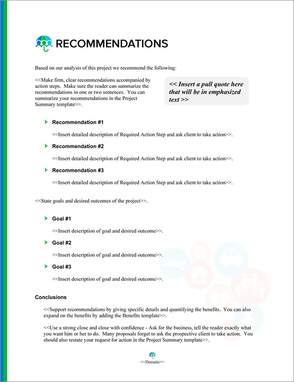 Proposal Pack Insurance #2 Recommendations Page