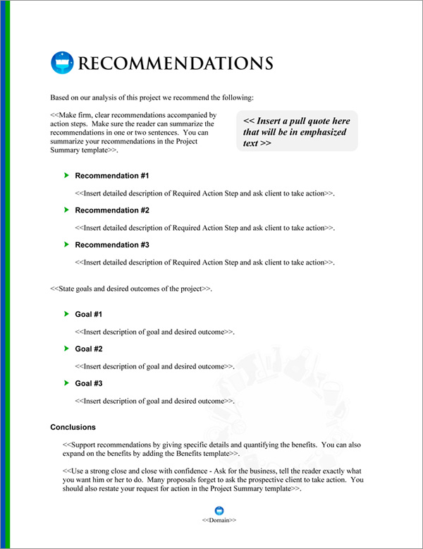 Proposal Pack Janitorial #4 Recommendations Page