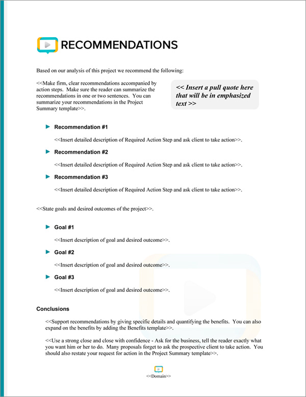 Proposal Pack Multimedia #6 Recommendations Page