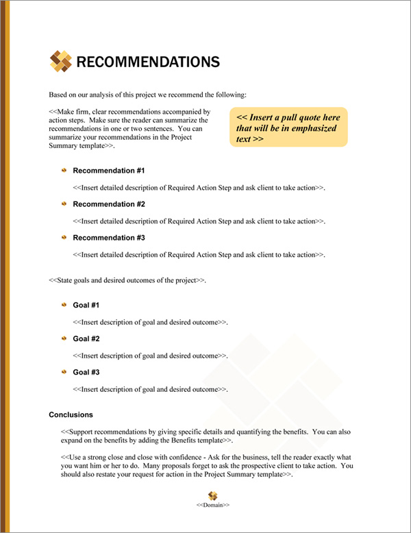 Proposal Pack Contemporary #20 Recommendations Page
