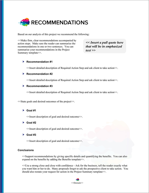 Proposal Pack Contemporary #21 Recommendations Page