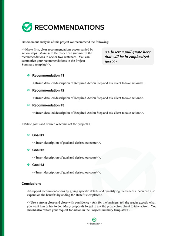 Proposal Pack Symbols #8 Recommendations Page