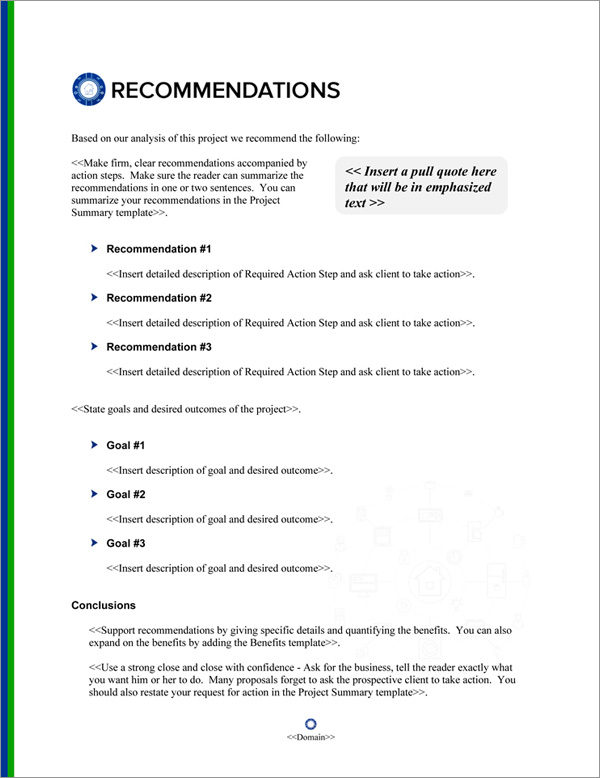 Proposal Pack Wireless #5 Recommendations Page