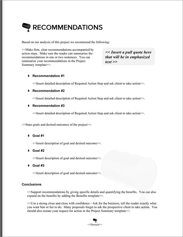 Proposal Pack Environmental #6 Recommendations Page