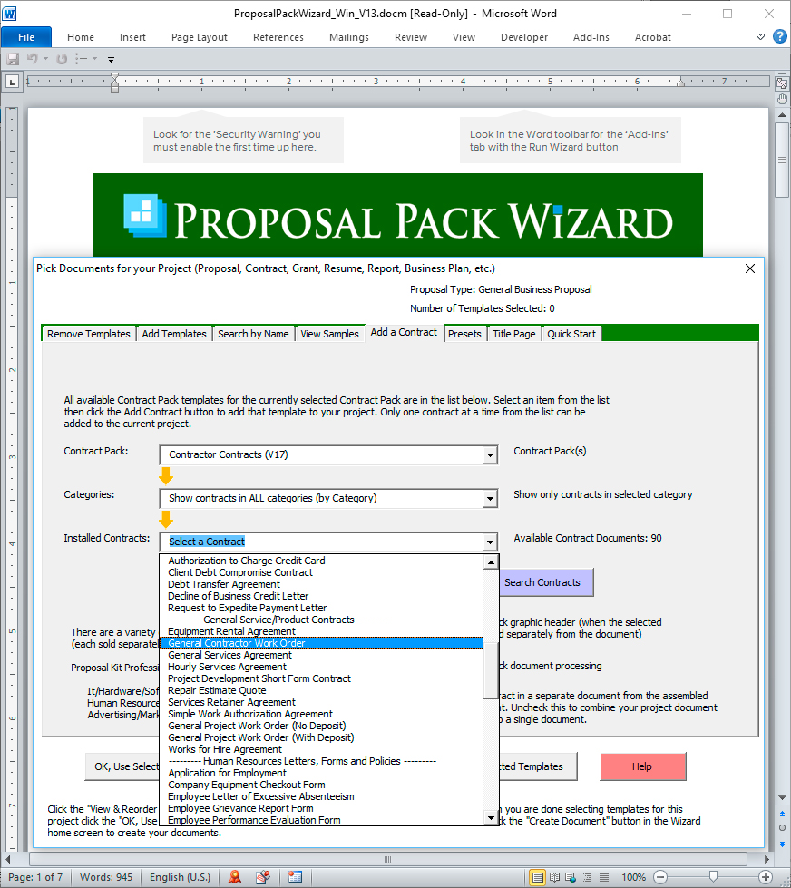 Contract Pack Screenshot