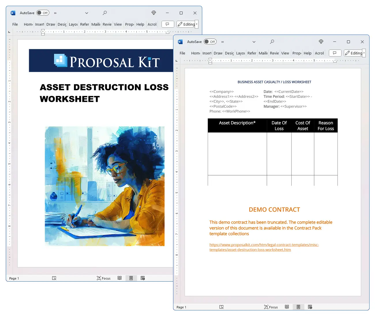 Asset Destruction Loss Worksheet Concepts