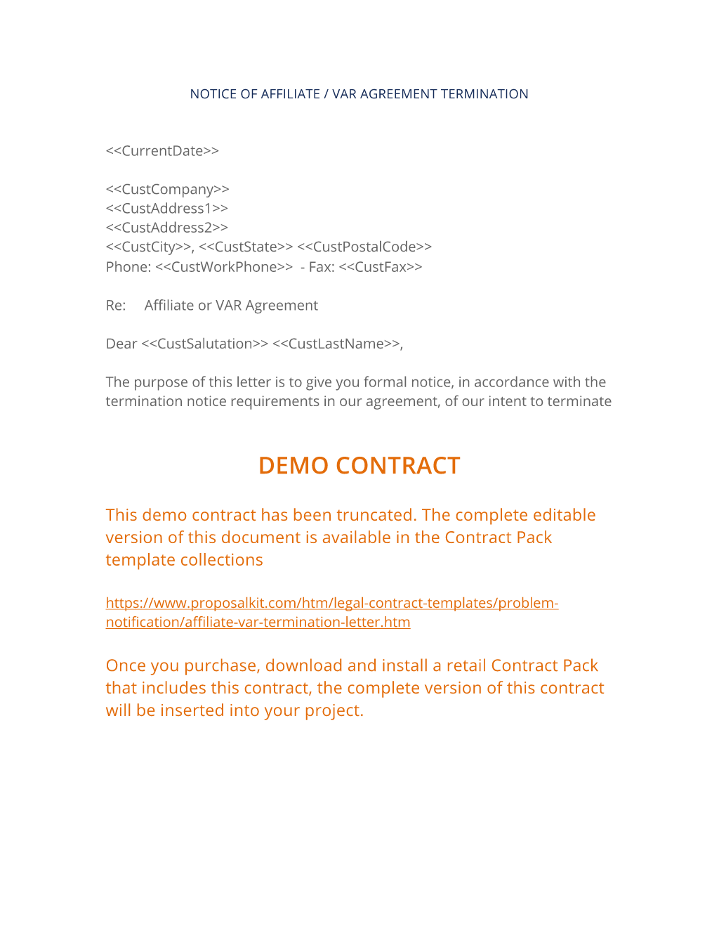 End Of Contract Letter Sample from www.proposalkit.com