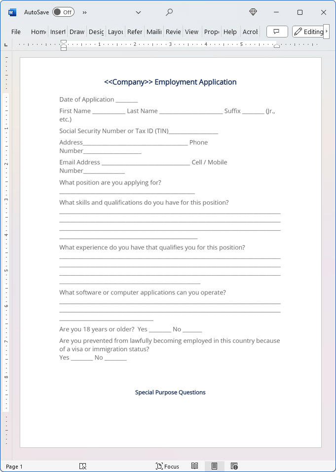 Application for Employment