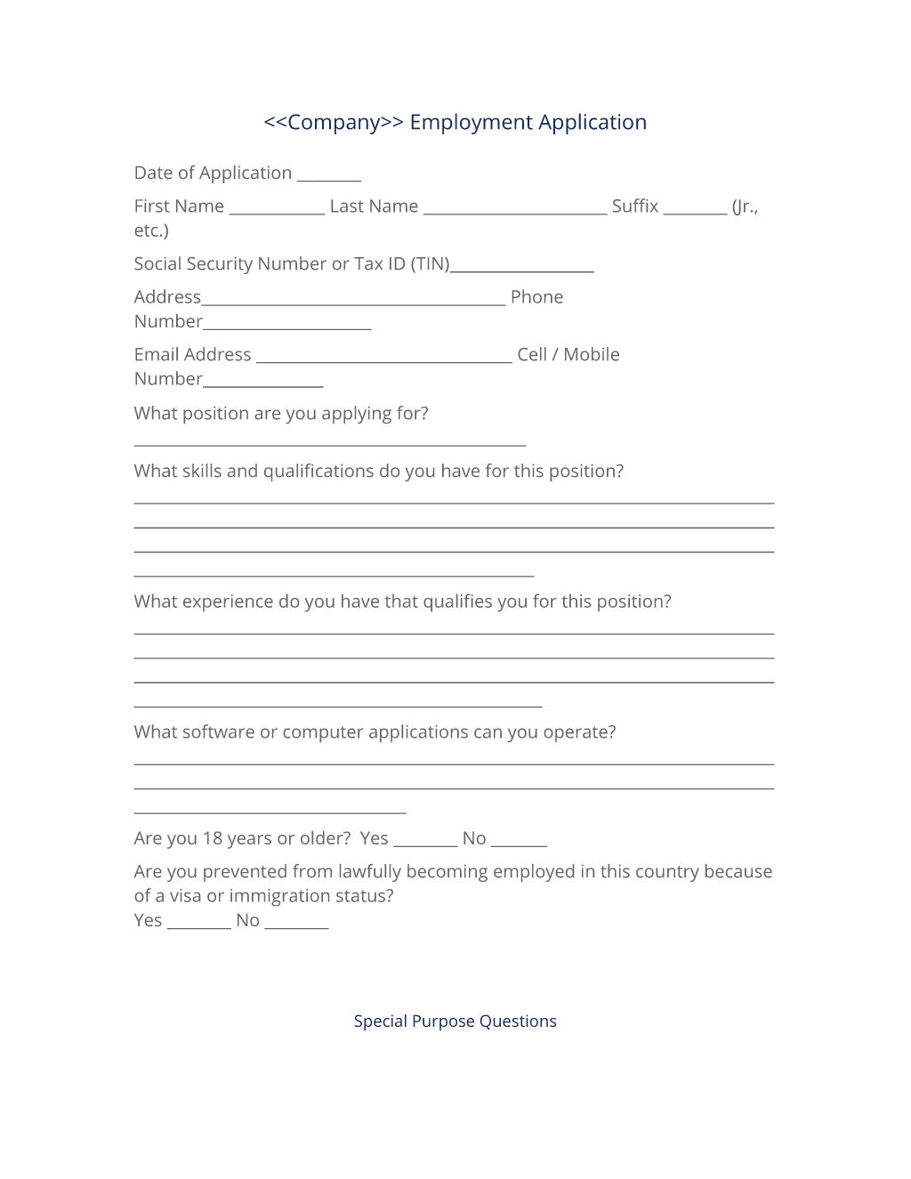 Application for Employment