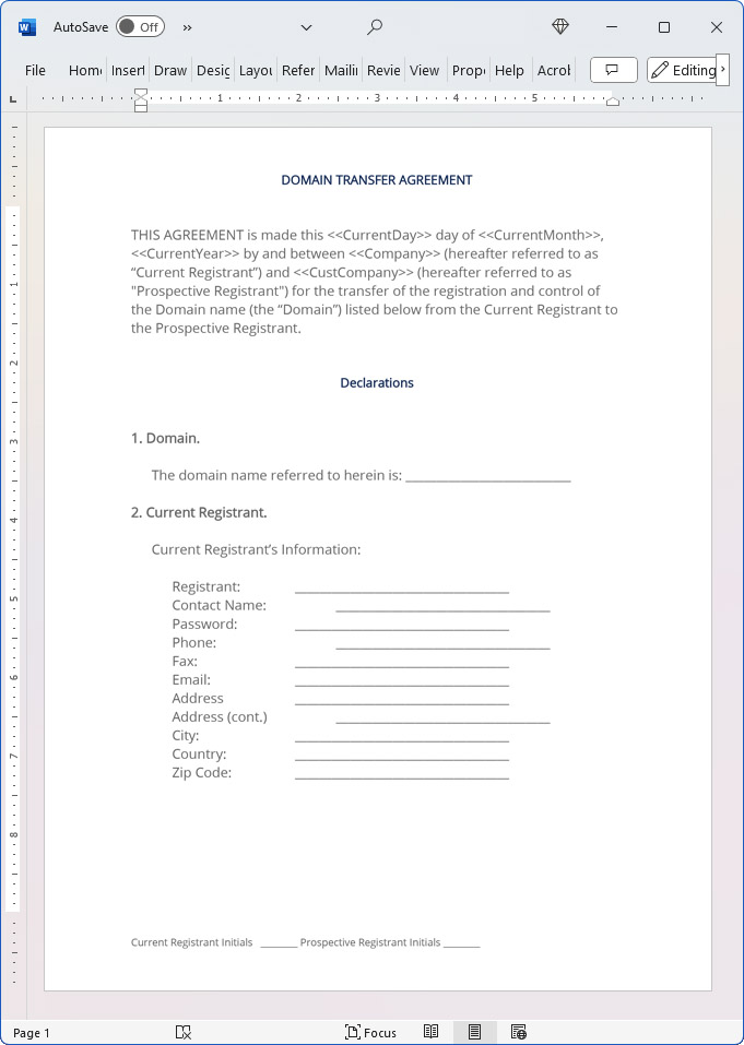 Assignment of Domain Name Contract