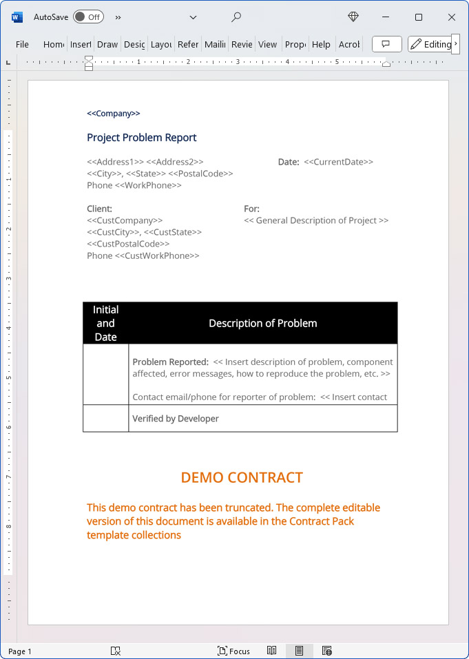 Bug Report Template