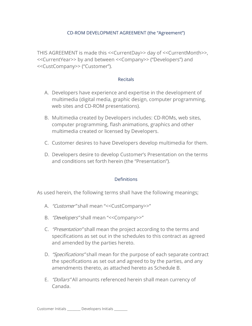 CD-ROM Development Contract (Canada)