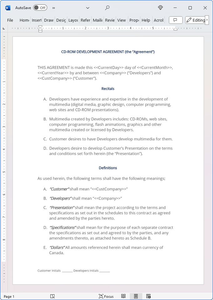 CD-ROM Development Contract (Quebec) CD-ROM Development Contract (Quebec)